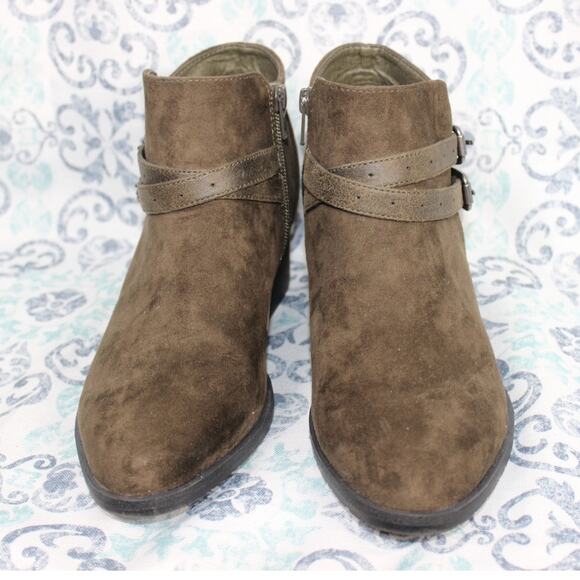 Sonoma Ankle Boot Womens Esme Olive 8.5M Suede Casual Block Heel Ortholite - Picture 3 of 10